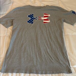 Under Armour Gray Tee with Flag Logo